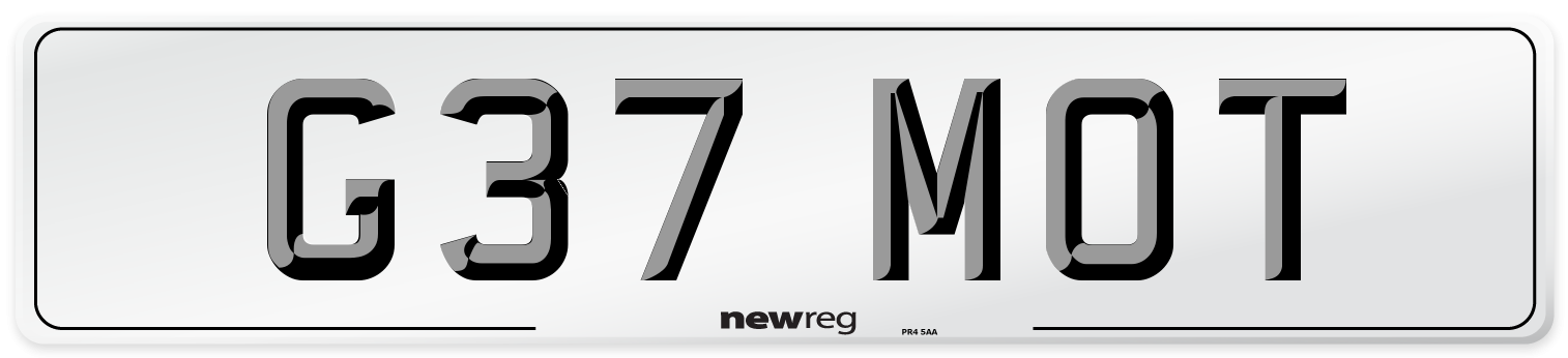 G37 MOT Number Plate from New Reg